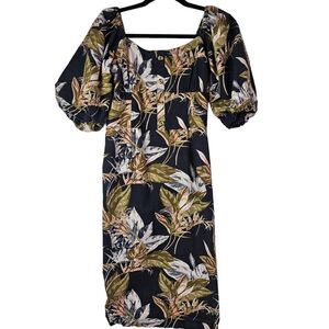 Walter Baker Women's Weylyn Leaf Print Sheath‎ Midi Dress Size 12
